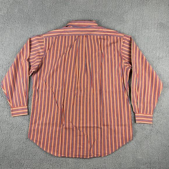 Daniel Cremieux Men's Orange Striped 100% Cotton Long Sleeve Button Up Shirt - Picture 11 of 16